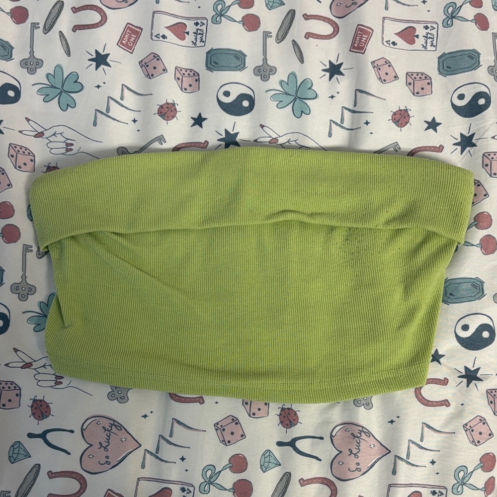 SHEIN Lime Green Ribbed Crop Top